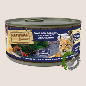 Natural Greatness Cat Lata Pavo con Salmón, Calabaza y Arándanos 185 g